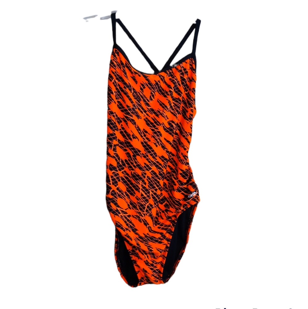 Dolfin orange and black one-piece swimsuit